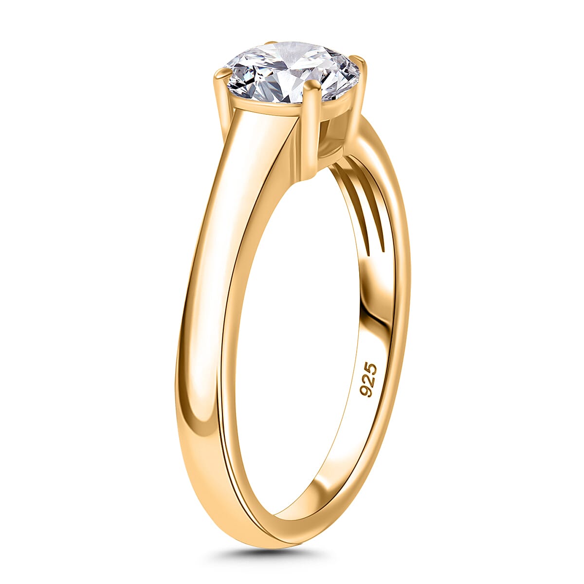 3 Piece Set -  Moissanite Solitaire Stud Earrings, Solitaire Pendant and Solitaire Ring in18K Gold Vermeil Plated Sterling Silver 4314854 3