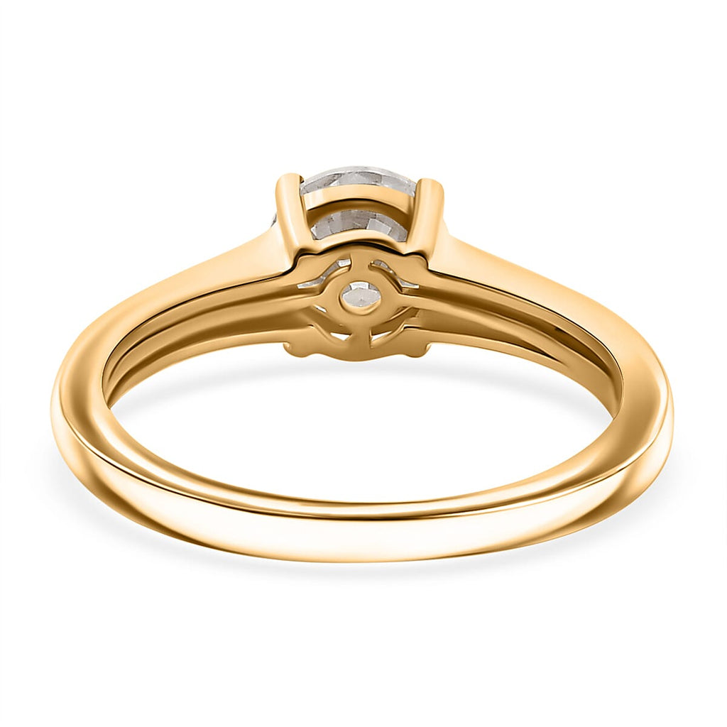 3 Piece Set -  Moissanite Solitaire Stud Push Post Earring and Solitaire Pendant and Solitaire Ring (Size - Q) in 18K Gold Vermeil Sterling Silver 2.46 Ct.