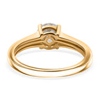 3 Piece Set -  Moissanite Solitaire Stud Push Post Earring and Solitaire Pendant and Solitaire Ring (Size - Q) in 18K Gold Vermeil Sterling Silver 2.46 Ct.