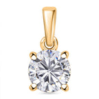 3 Piece Set -  Moissanite Solitaire Stud Push Post Earring and Solitaire Pendant and Solitaire Ring (Size - Q) in 18K Gold Vermeil Sterling Silver 2.46 Ct.
