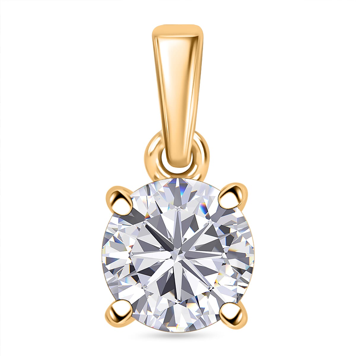 3 Piece Set -  Moissanite Solitaire Stud Earrings, Solitaire Pendant and Solitaire Ring in18K Gold Vermeil Plated Sterling Silver 4314854 5