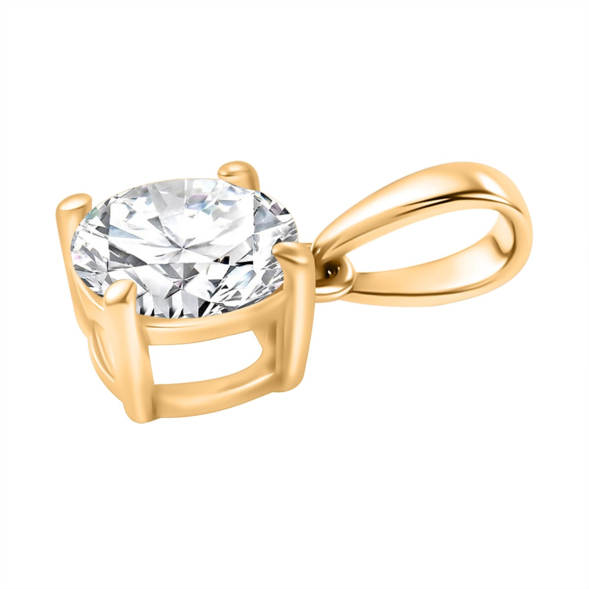 3 Piece Set -  Moissanite Solitaire Stud Earrings, Solitaire Pendant and Solitaire Ring in18K Gold Vermeil Plated Sterling Silver 4314854 6
