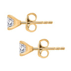 3 Piece Set -  Moissanite Solitaire Stud Push Post Earring and Solitaire Pendant and Solitaire Ring (Size - Q) in 18K Gold Vermeil Sterling Silver 2.46 Ct.