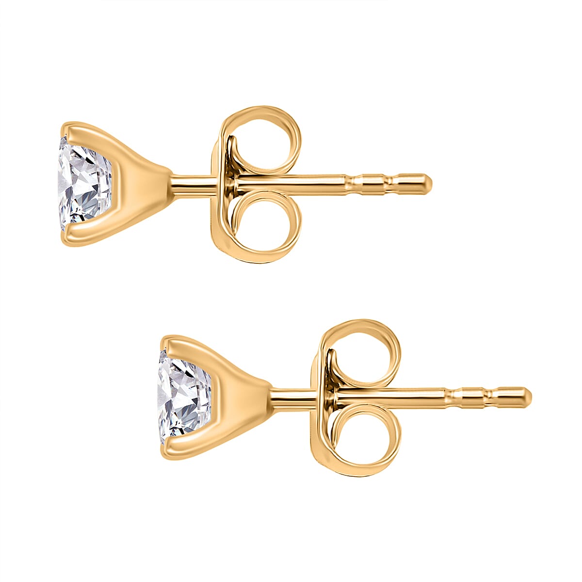 3 Piece Set -  Moissanite Solitaire Stud Earrings, Solitaire Pendant and Solitaire Ring in18K Gold Vermeil Plated Sterling Silver 4314854 8