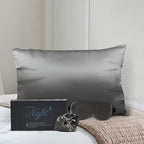 3 Piece Set - 100% Mulberry Silk Pillowcase (50x75cm), Scrunchie & Eye Mask (23.5x10.5cm) - Dark Grey