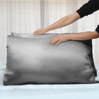 3 Piece Set - 100% Mulberry Silk Pillowcase (50x75cm), Scrunchie & Eye Mask (23.5x10.5cm) - Dark Grey