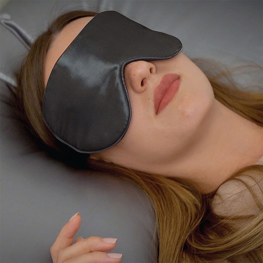 3 Piece Set - Mulberry Silk Pillowcase Scrunchie &amp; Eye Mask - Grey 3816797 4