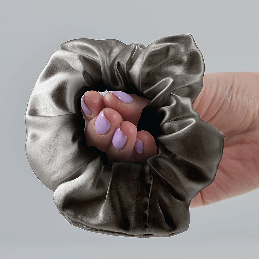 3 Piece Set - Mulberry Silk Pillowcase Scrunchie &amp; Eye Mask - Grey 3816797 6