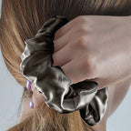 3 Piece Set - 100% Mulberry Silk Pillowcase (50x75cm), Scrunchie & Eye Mask (23.5x10.5cm) - Dark Grey