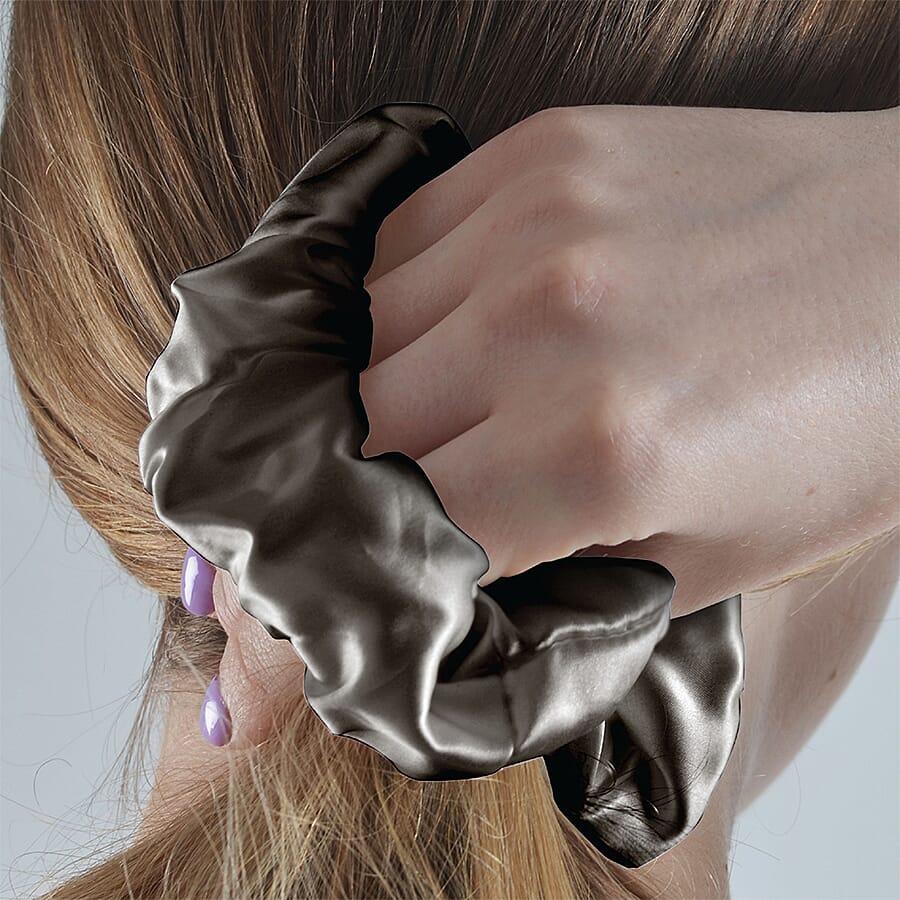 3 Piece Set - Mulberry Silk Pillowcase Scrunchie &amp; Eye Mask - Grey 3816797 7