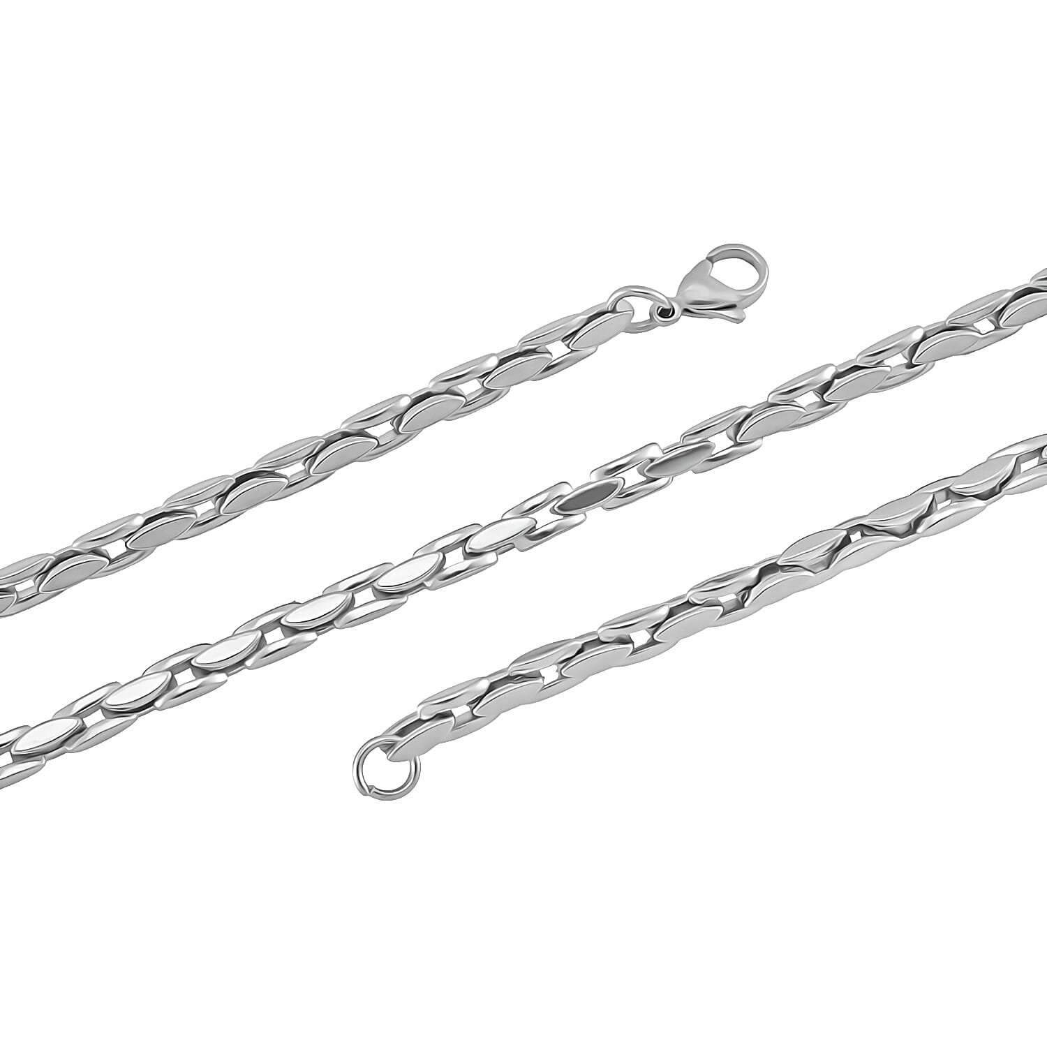 3 Piece Set - Panther Link Necklace (Size 20-2) Bracelet (Size 7.5-2) &amp; Earrings with Clasp 4332238 4