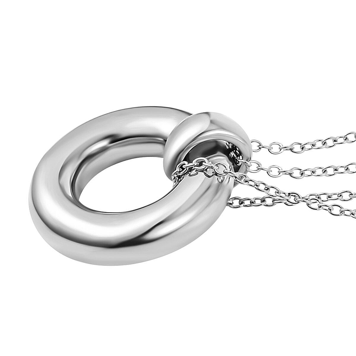 3 Piece Set - Circle Necklace (Size 20) and Openable Bangle (Size 7.5) and Hoop Earrings in Silver Tone 4193285 6