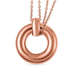 3 Piece Set - Circle Necklace (Size 20) and Openable Bangle (Size 7.5) and Hoop Earrings in Rose Gold Tone