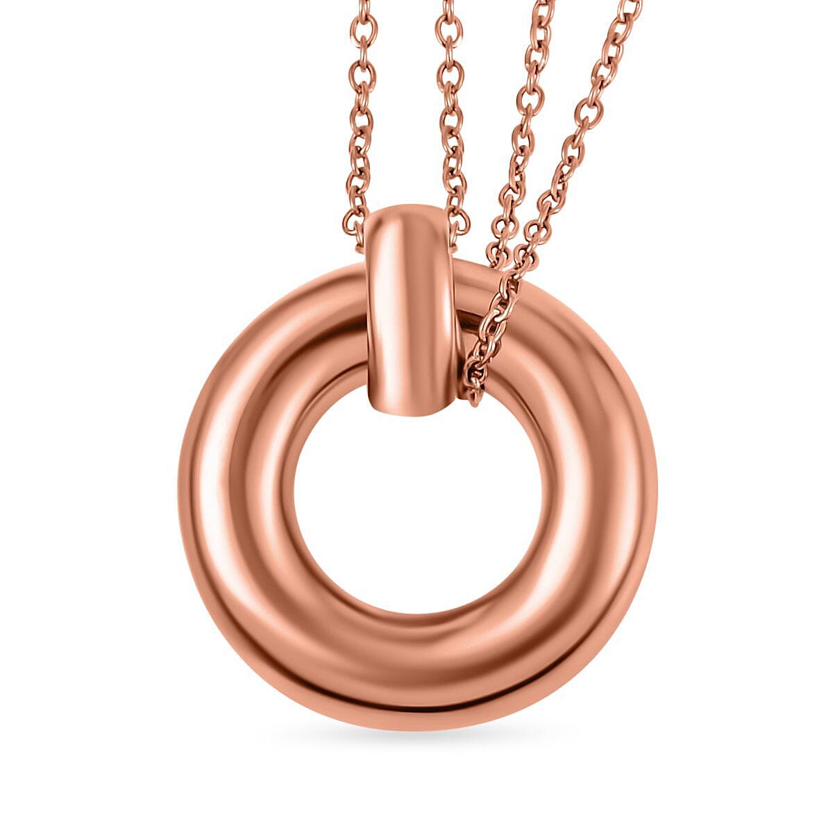 3 Piece Set - Circle Necklace (Size 20) and Openable Bangle (Size 7.5) and Hoop Earrings in Rose Gold Tone 4193287 5