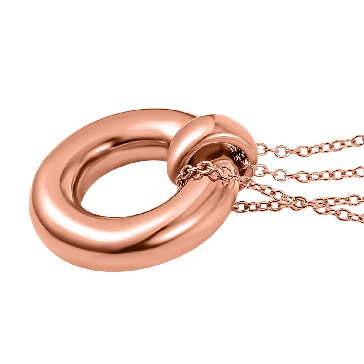3 Piece Set - Circle Necklace (Size 20) and Openable Bangle (Size 7.5) and Hoop Earrings in Rose Gold Tone 4193287 6