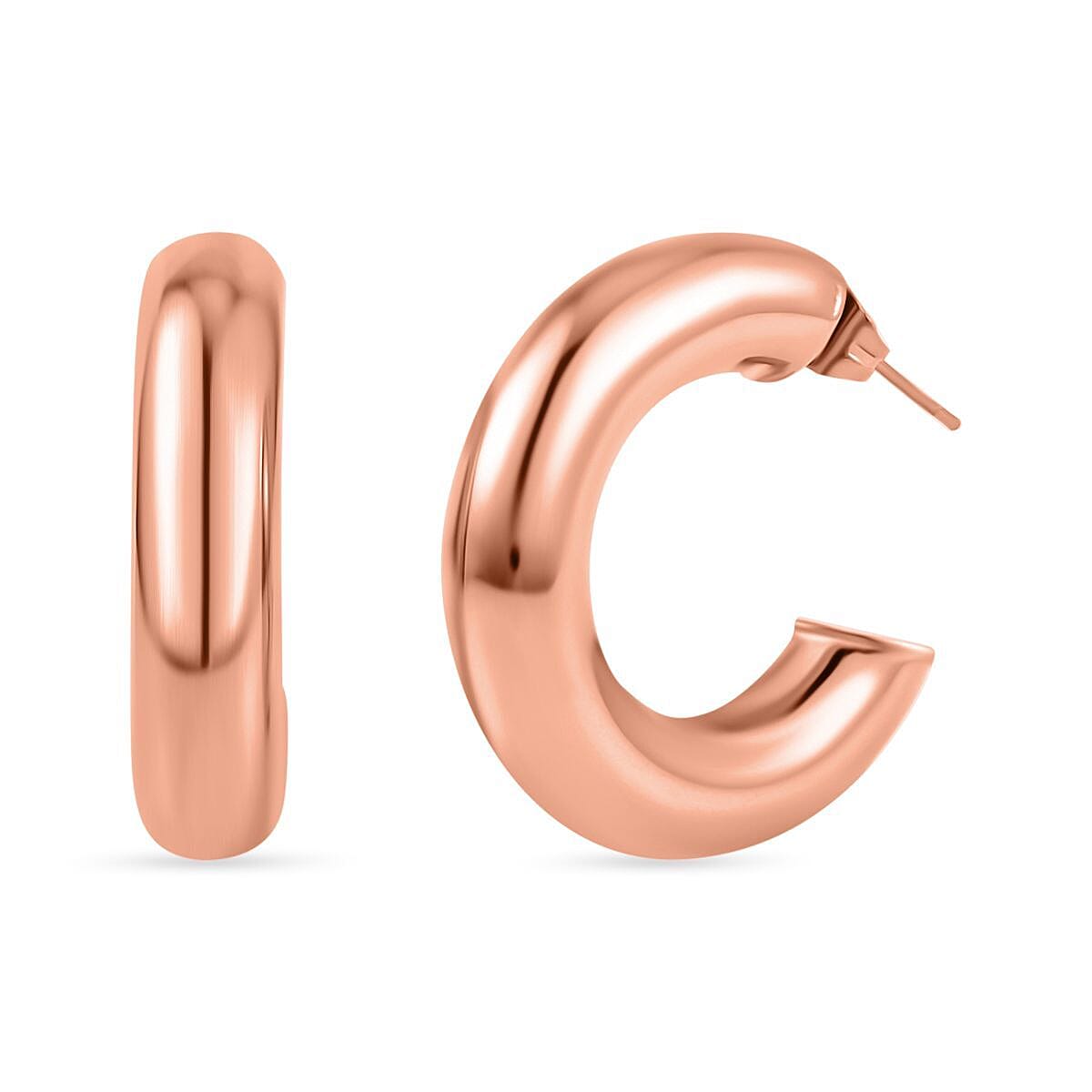 3 Piece Set - Circle Necklace (Size 20) and Openable Bangle (Size 7.5) and Hoop Earrings in Rose Gold Tone 4193287 7