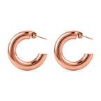 3 Piece Set - Circle Necklace (Size 20) and Openable Bangle (Size 7.5) and Hoop Earrings in Rose Gold Tone