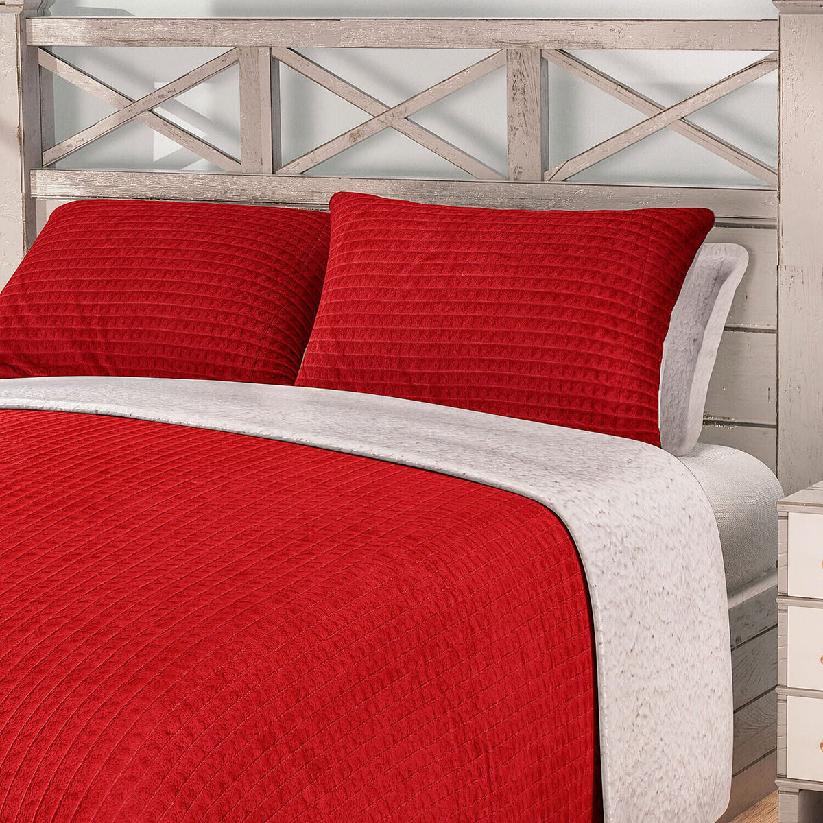 3 Piece Set - One Time Closeout - Extra Warm Sherpa Duvet Cover with 2 Pillowcases (Double Size) - Red 7231543 2