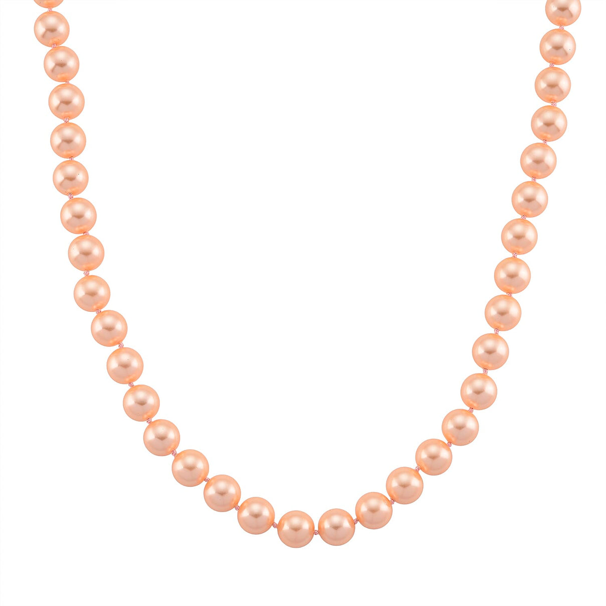 Set of 3 - Peach Shell Pearl Stretchable Bracelet (Size - 7), T-Bar Clasp Necklace (Size - 20) &amp; Push Back Earring V32535208 4