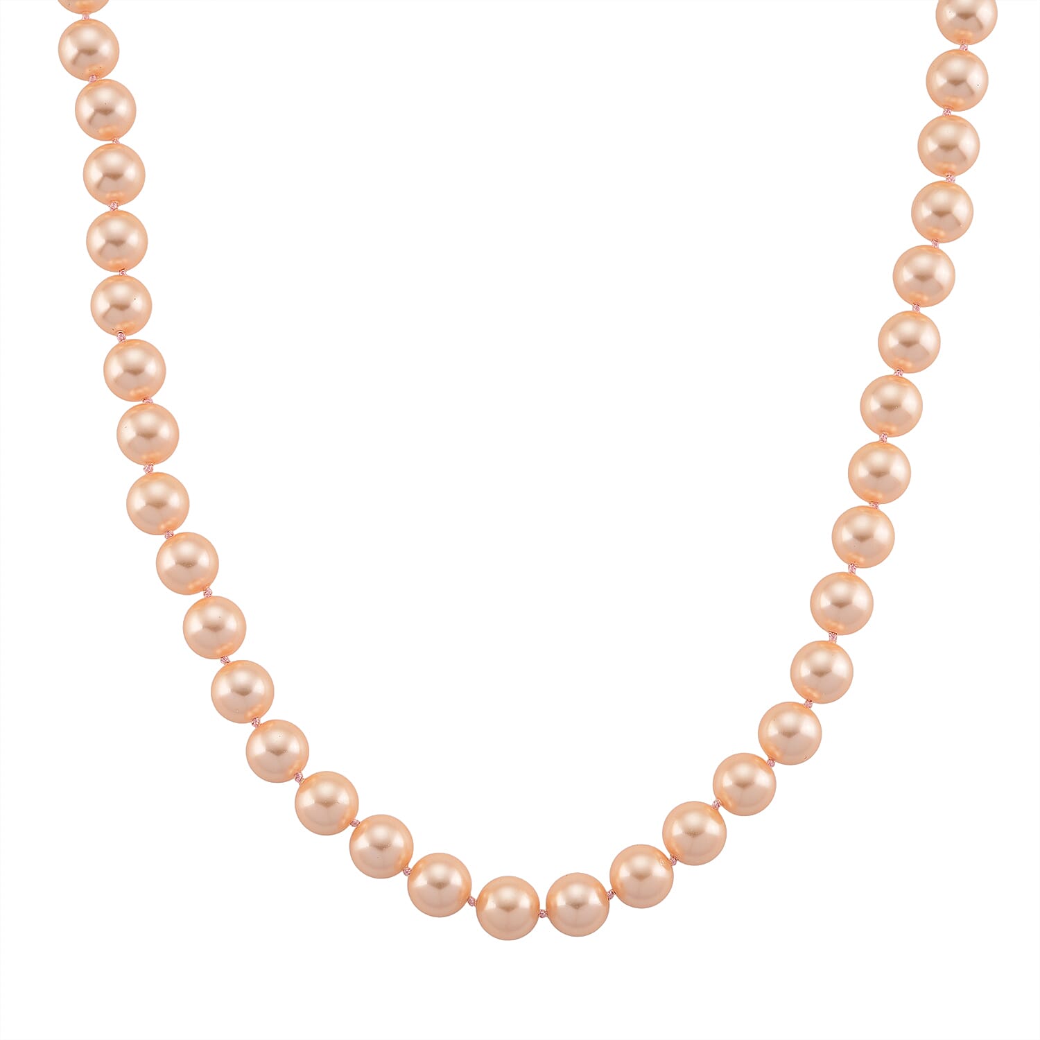 Set of 3 - Peach Shell Pearl Stretchable Bracelet (Size - 7), T-Bar Clasp Necklace (Size - 20) &amp; Push Back Earring V32535208 4