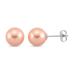 Set of 3 - Peach Shell Pearl Stretchable Bracelet (Size - 7), T-Bar Clasp Necklace (Size - 20) & Push Back Earring