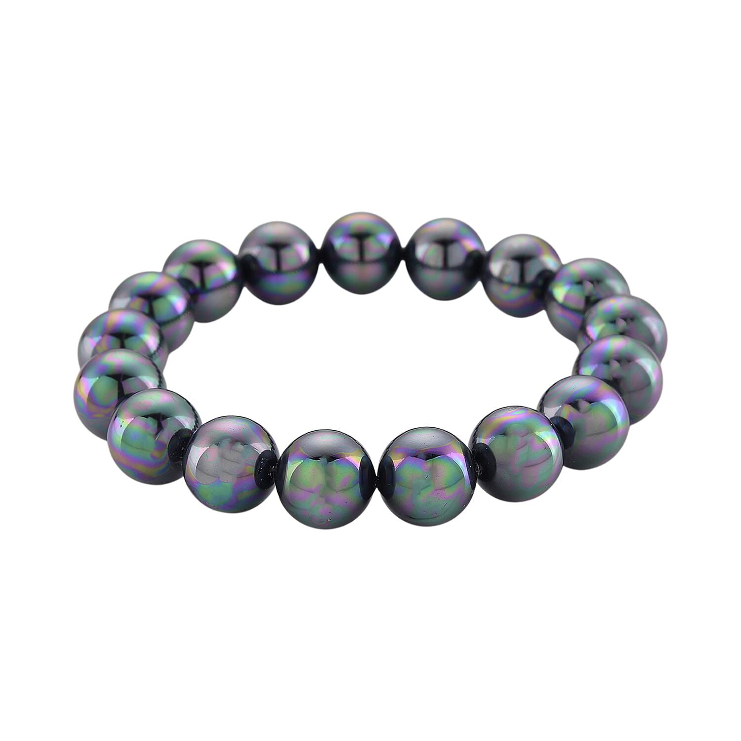 Set of 3 - Peacock Color Shell Pearl Stretchable Bracelet (Size - 7), Push Back Earring &amp; T-Bar Clasp Necklace (Size - 20) V32491642 6