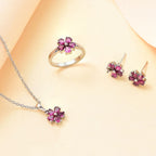 3 Piece Set -  Rhodolite Garnet Ring, Earring, Pendant with Chain (Size 20)  3.30 Ct.