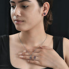 3 Piece Set -  Rhodolite Garnet Ring, Earring, Pendant with Chain (Size 20)  3.30 Ct.