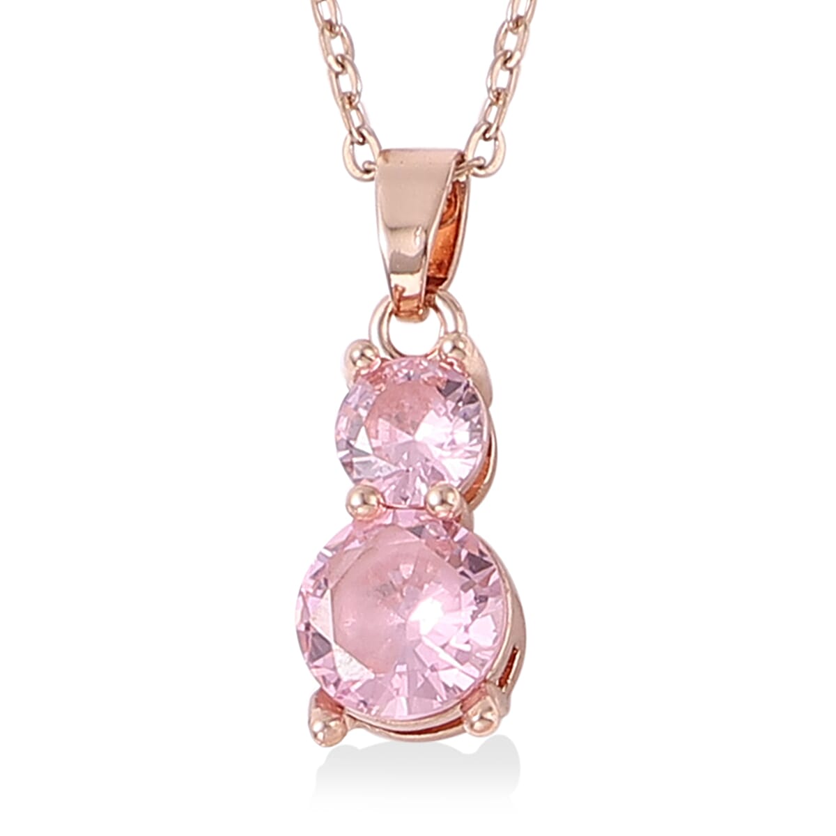 3 Piece Set - Simulated Pink Sapphire Pendant with Chain Size 20 with 2 inch Extender, Bracelet Size 7.75 and Earrings with Push Back in Rose Gold Tone 4047967 4