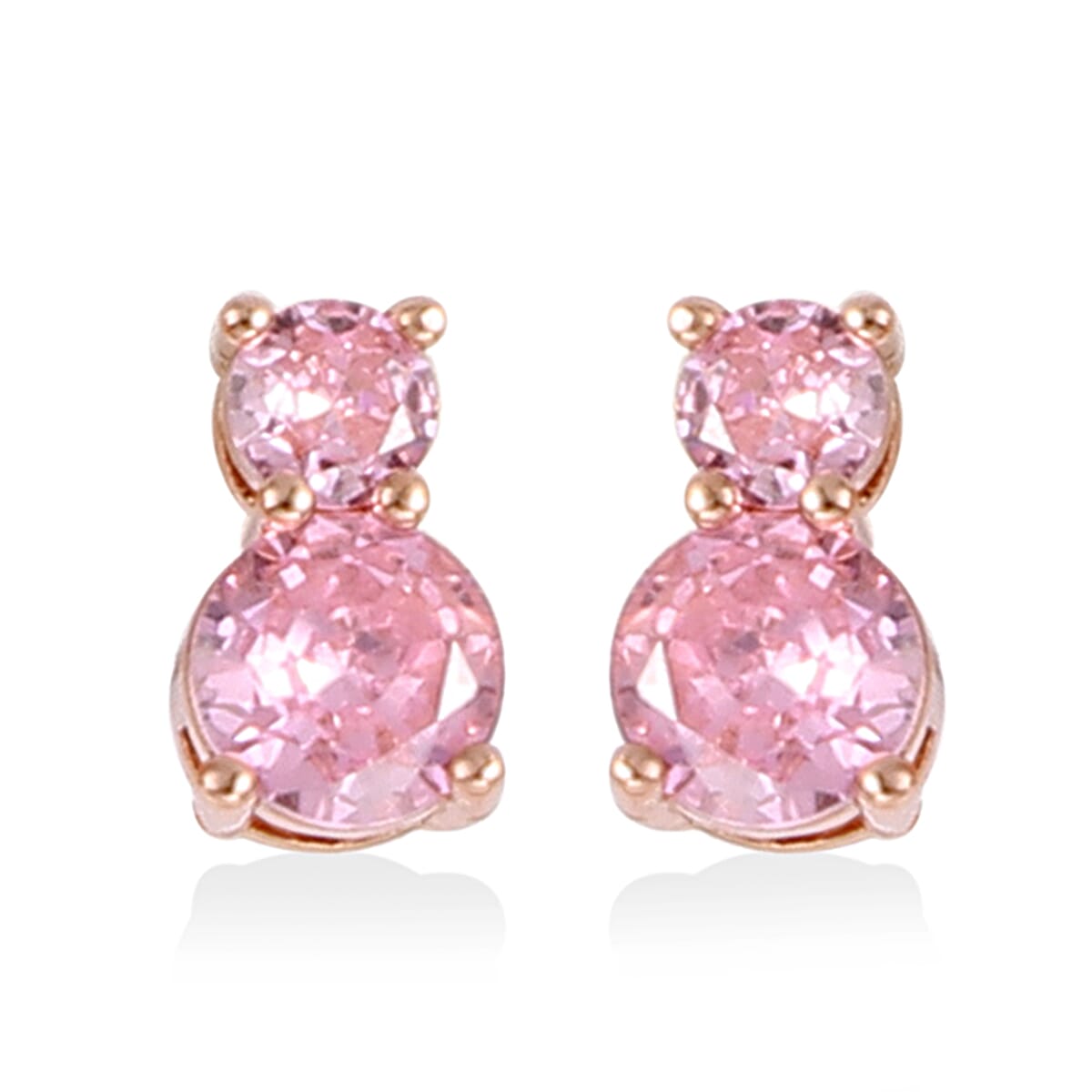3 Piece Set - Simulated Pink Sapphire Pendant with Chain Size 20 with 2 inch Extender, Bracelet Size 7.75 and Earrings with Push Back in Rose Gold Tone 4047967 6