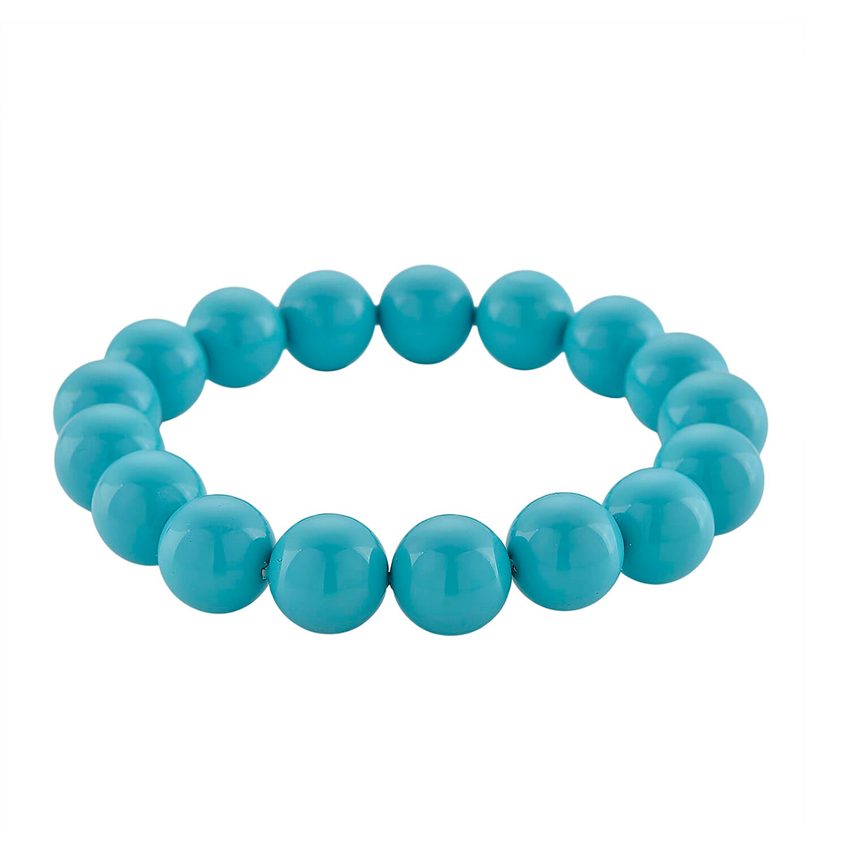 Set of 3 - Sleeping Beauty Color Shell Pearl Beads Stretchable Bracelet (Size - 7), Push Back Earring &amp; T-Bar Clasp Necklace (Size - 20) V32419637 6