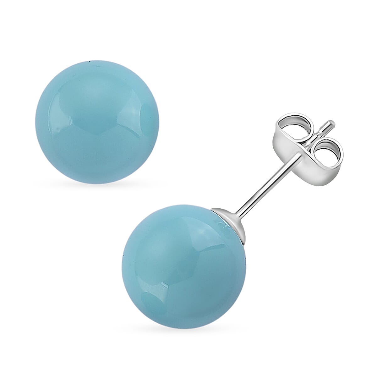 Set of 3 - Sleeping Beauty Color Shell Pearl Beads Stretchable Bracelet (Size - 7), Push Back Earring &amp; T-Bar Clasp Necklace (Size - 20) V32419637 7