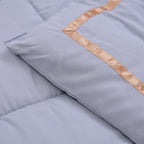 3 Piece Set - Square Pattern 1 Comforter (Size 225x220Cm) and 2 Pillow Case (Size 50x70Cm) - Grey & Gold