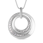 3 Piece Set - White Austrian Crystal Bangle (Size - 6.75), Necklace (Size 24-2 Inch Ext.) and Earrings in Silver Tone