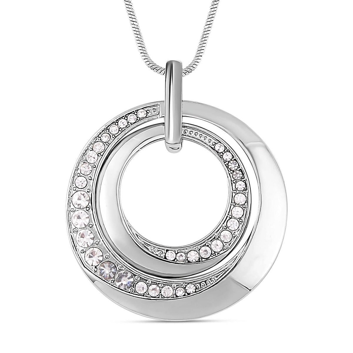 3 Piece Set - White Austrian Crystal Bangle (Size - 6.75), Necklace (Size 24-2 Inch Ext.) and Earrings in Silver Tone 4122557 2