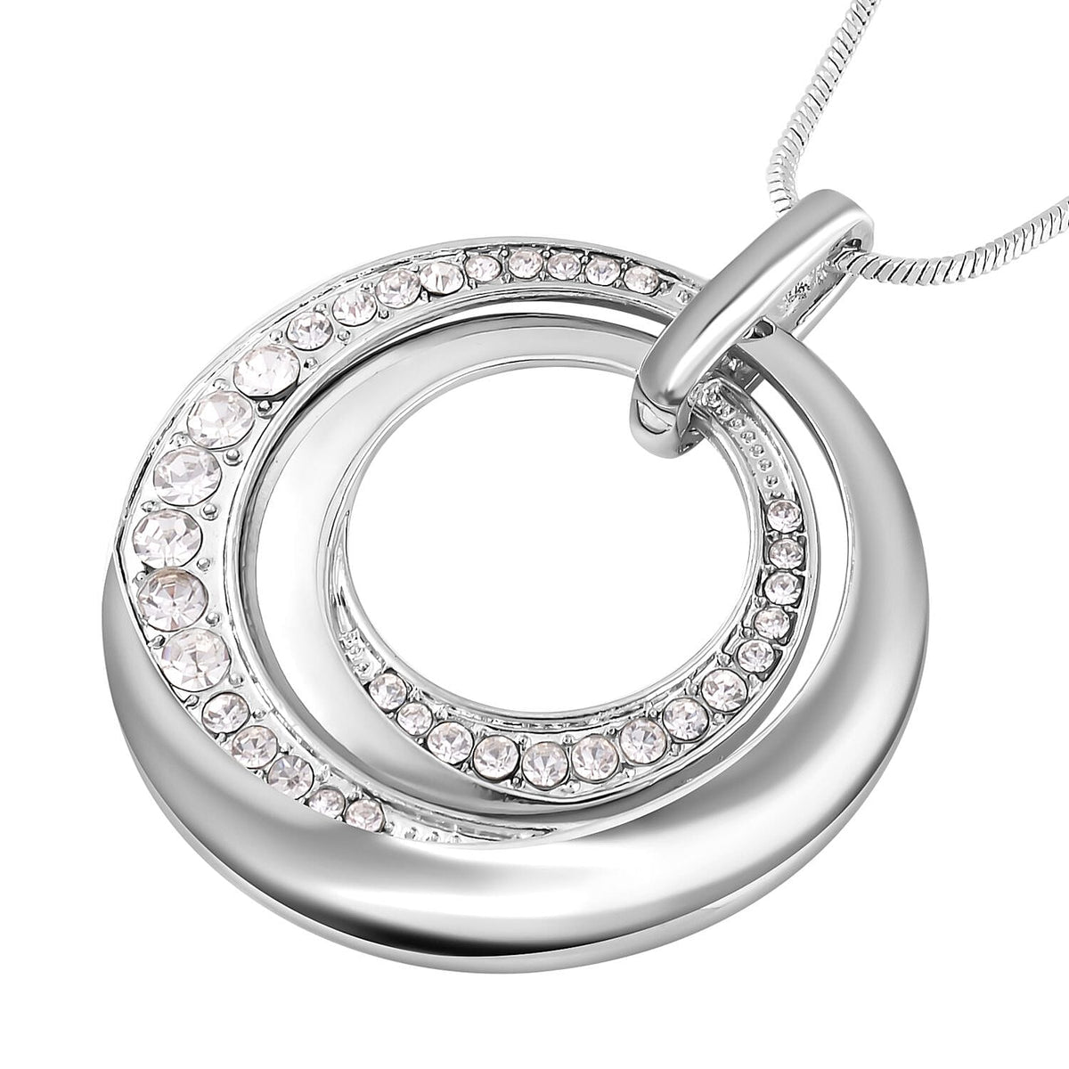 3 Piece Set - White Austrian Crystal Bangle (Size - 6.75), Necklace (Size 24-2 Inch Ext.) and Earrings in Silver Tone 4122557 3