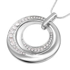 3 Piece Set - White Austrian Crystal Bangle (Size - 6.75), Necklace (Size 24-2 Inch Ext.) and Earrings in Silver Tone