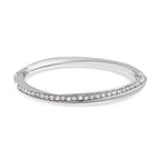 3 Piece Set - White Austrian Crystal Bangle (Size - 6.75), Necklace (Size 24-2 Inch Ext.) and Earrings in Silver Tone