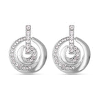 3 Piece Set - White Austrian Crystal Bangle (Size - 6.75), Necklace (Size 24-2 Inch Ext.) and Earrings in Silver Tone