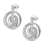 3 Piece Set - White Austrian Crystal Bangle (Size - 6.75), Necklace (Size 24-2 Inch Ext.) and Earrings in Silver Tone