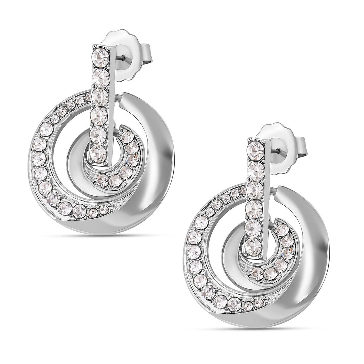 3 Piece Set - White Austrian Crystal Bangle (Size - 6.75), Necklace (Size 24-2 Inch Ext.) and Earrings in Silver Tone 4122557 7