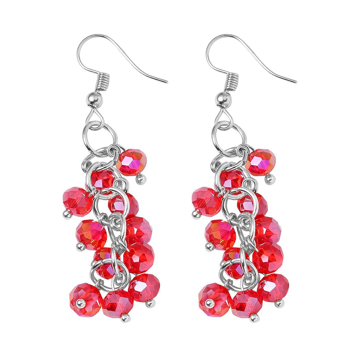 3 Piece Set - White &amp; Red Austrian Crystal Necklace (Size 18 &amp; 16) and Earrings 4227182 2