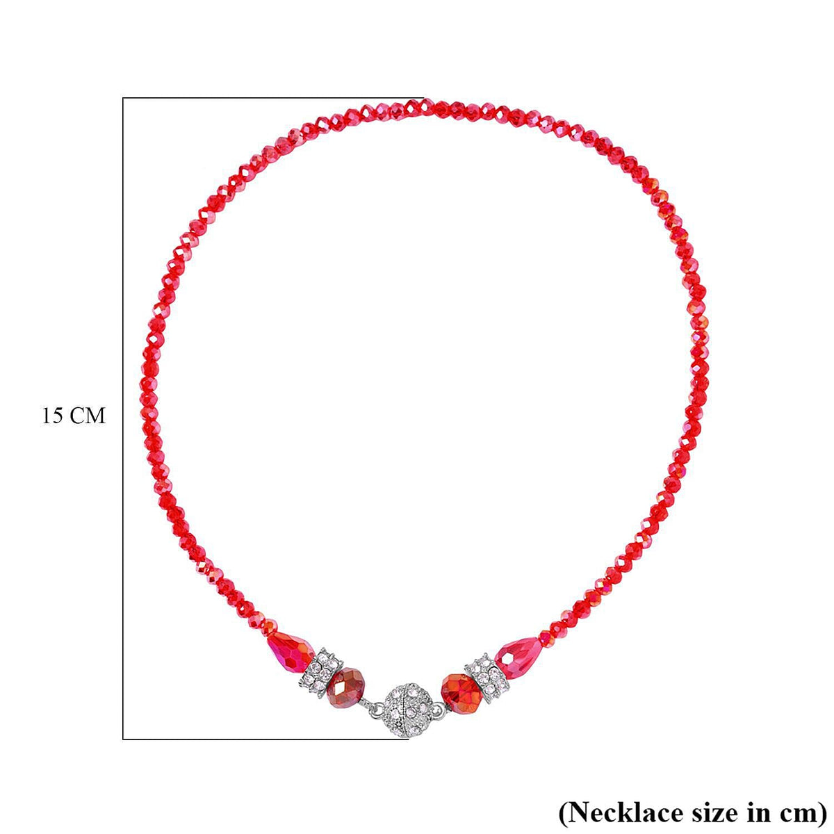 3 Piece Set - White &amp; Red Austrian Crystal Necklace (Size 18 &amp; 16) and Earrings 4227182 5