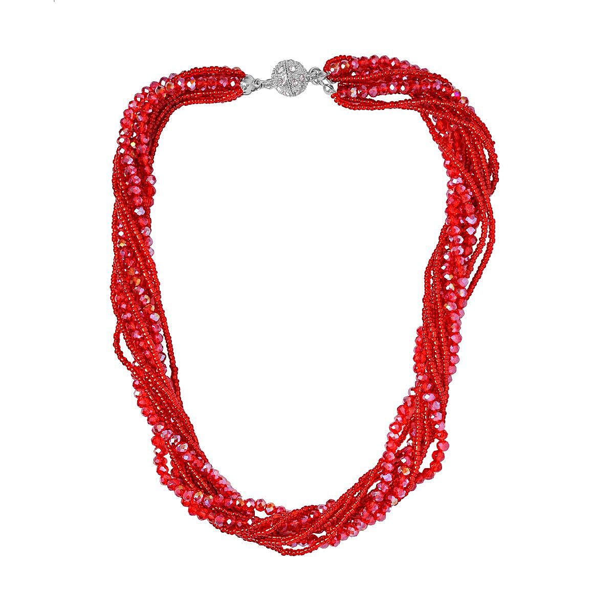 3 Piece Set - White &amp; Red Austrian Crystal Necklace (Size 18 &amp; 16) and Earrings 4227182 6