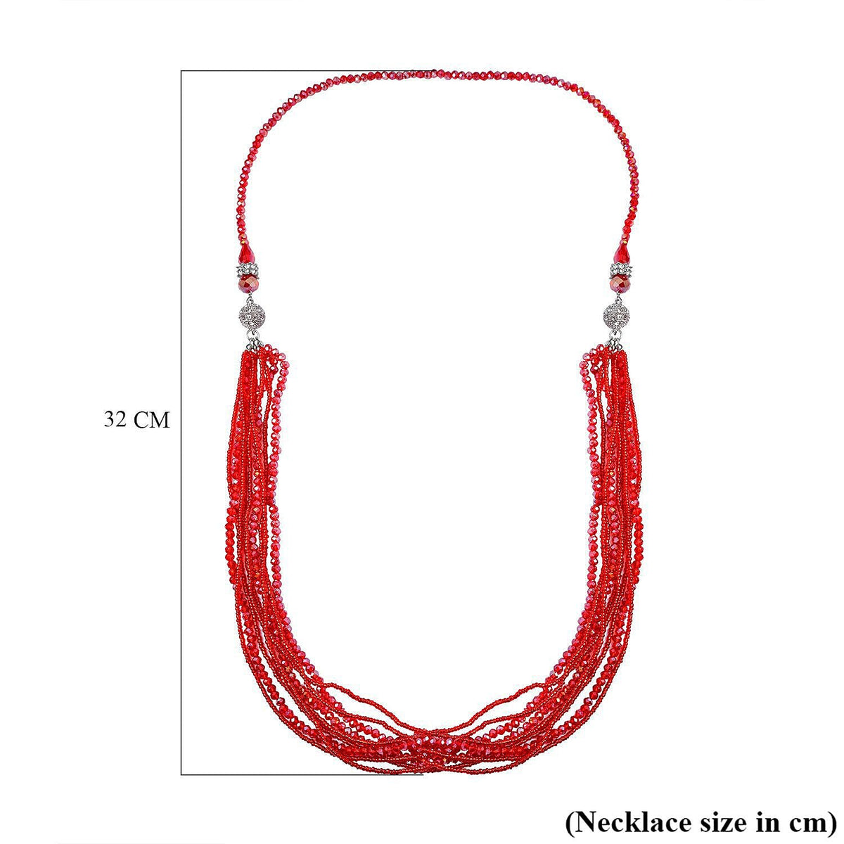 3 Piece Set - White &amp; Red Austrian Crystal Necklace (Size 18 &amp; 16) and Earrings 4227182 8