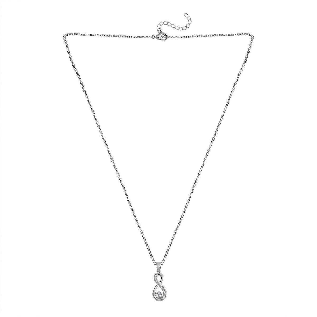 Lustro Stella- 3 Piece Set - Cubic Zirconia Necklace (Size 20-2) and Adjustable Bracelet (Size 6-8) and Earrings 4234239 4