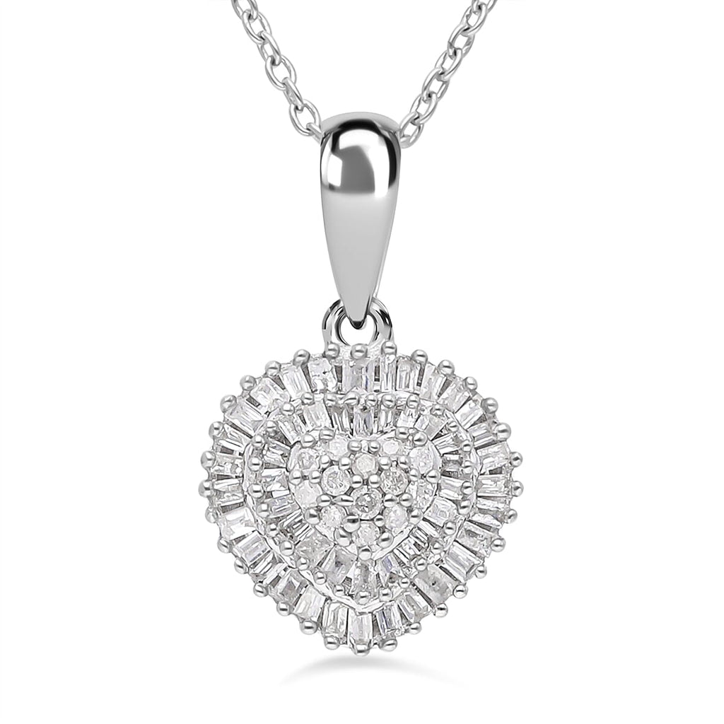 The Carat Club - 3 Piece Set - Diamond Ring, Earrings & Pendant with Chain (Size 20) in Platinum Overlay Sterling Silver 1.00 Ct, Silver Wt. 6.11 Gms.
