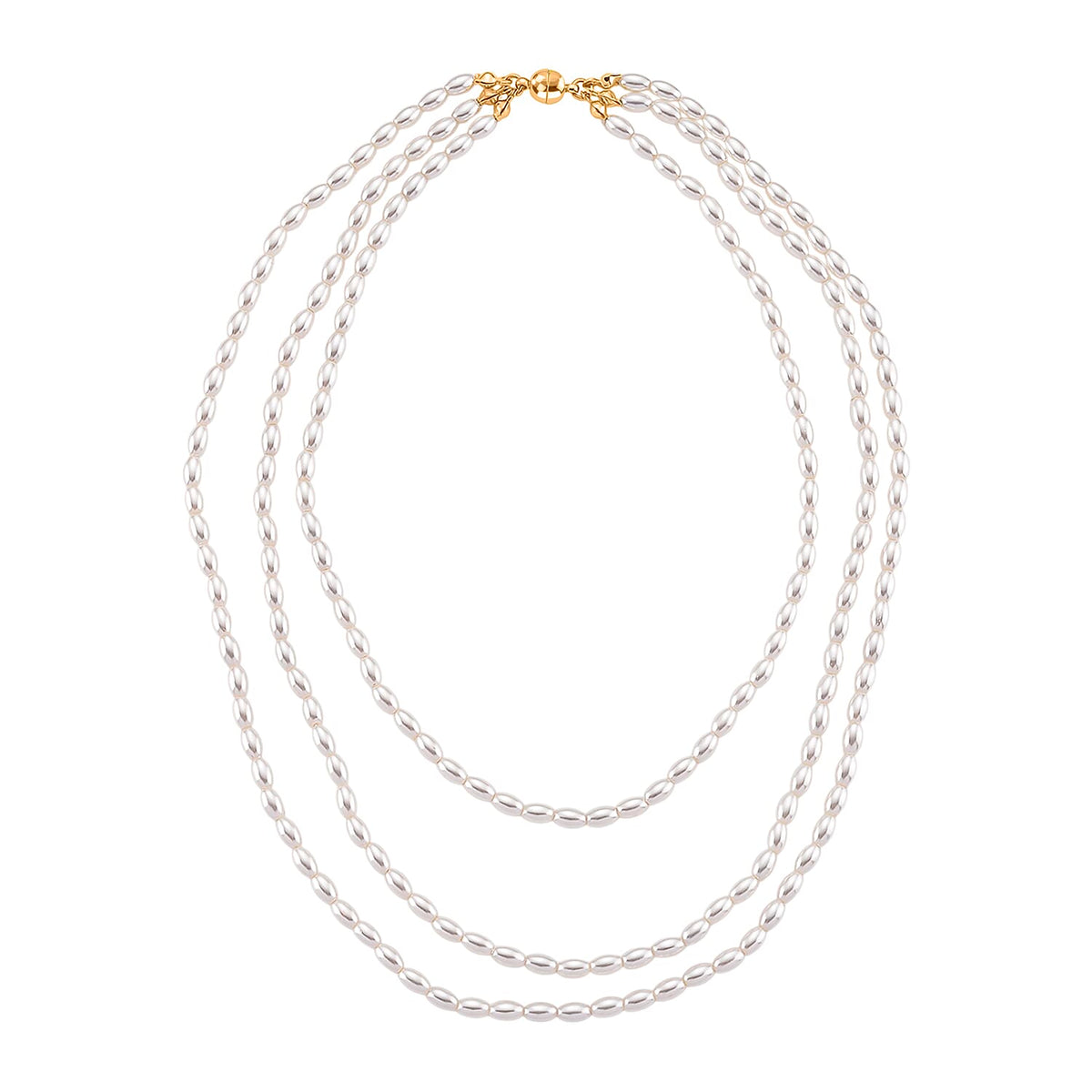 3 Piece Set - White Shell Pearl Detachable Bracelet and Necklace (Size - 17) with Magnetic Clasp V32512538 2