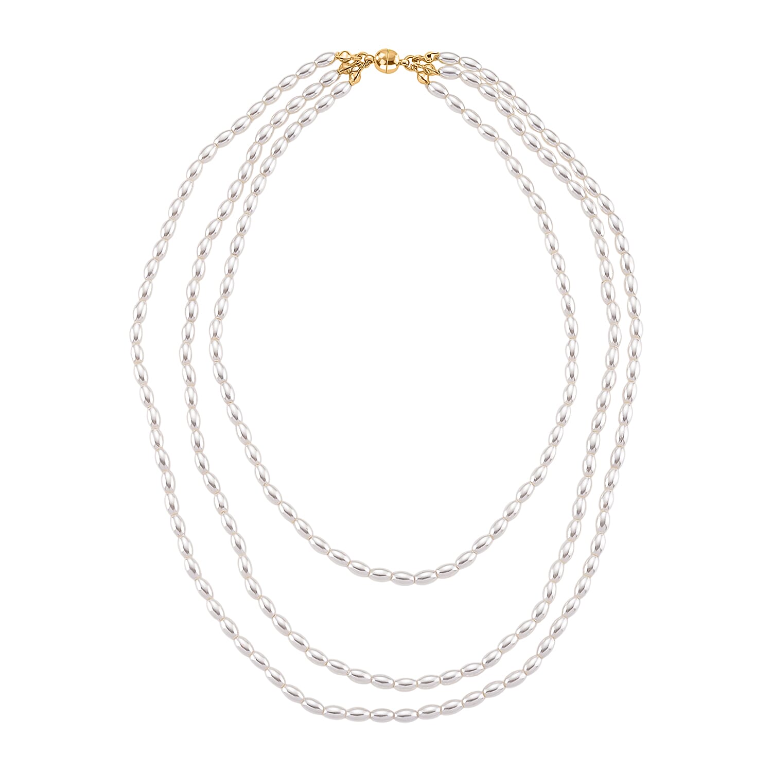 3 Piece Set - White Shell Pearl Detachable Bracelet and Necklace (Size - 17) with Magnetic Clasp V32512538 2