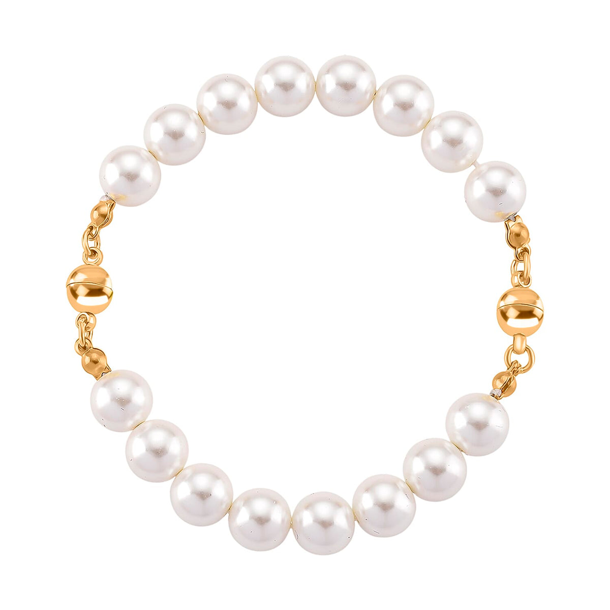 3 Piece Set - White Shell Pearl Detachable Bracelet and Necklace (Size - 17) with Magnetic Clasp V32512538 3